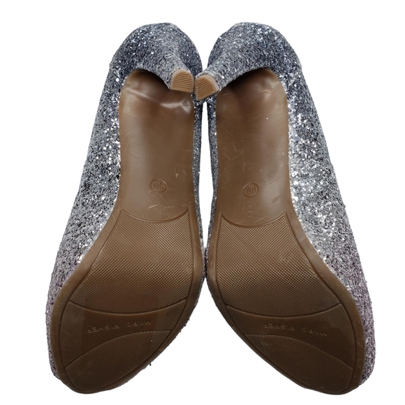 Marc Fisher | Harpy Silver Pink Ombre Glitter Peep Toe Platform Heels Women's 9 - Picture 13 of 13